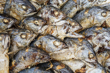 closeup fried mackerel background.Asian food.