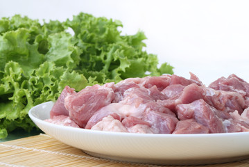 Fresh meat and green vegetables 