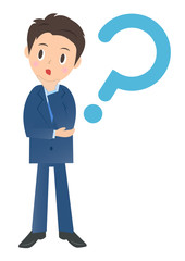 はてなマークのビジネスマン　男性会社員のイラスト素材