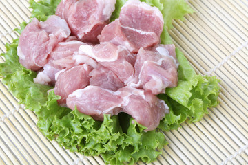 Fresh meat and green vegetables 