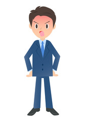 少し怒るビジネスマン　男性会社員のイラスト素材