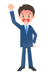 かなり怒るビジネスマン　男性会社員のイラスト素材