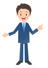 説明するビジネスマン　男性会社員のイラスト素材