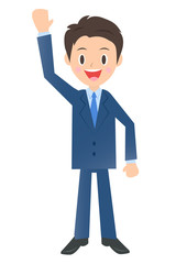 手を上げて挨拶するビジネスマン　男性会社員のイラスト素材