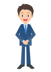 手を前に組むビジネスマン　男性会社員のイラスト素材