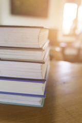 old book with blur library background