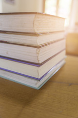 old book with blur library background