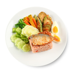 fried mackerel with shrimp paste sauce (nam prik kapi pla too)