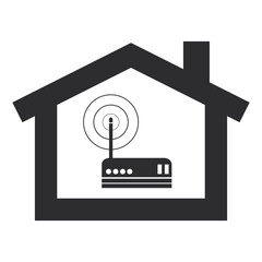 wi-fi router inside house modem icon