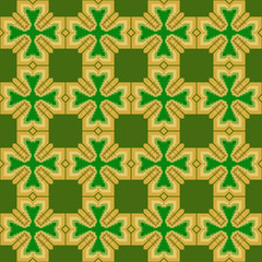 Pattern a quadro croce rombo verde giallo