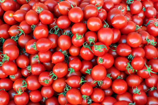 Cherry tomatoes as background. Close up, Top view, High resolution product.
