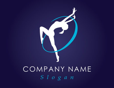 Gymnastics logo blue background