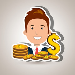 man with coins isolated icon design, vector illustration  graphic 