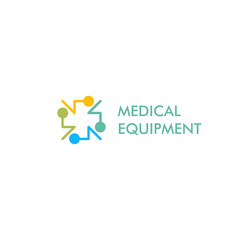 Isolated blue,yellow and green color cross vector logo, Medical equipment sign contour logotype. Hospital symbol on the white background. Religious icon. Arithmetic plus .