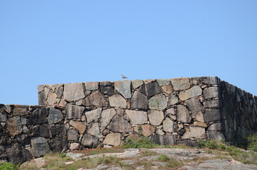 Stenmur på Cristiansö i Danmark