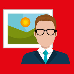 man and picture isolated icon design, vector illustration  graphic 
