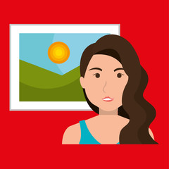 woman  and picture isolated icon design, vector illustration  graphic 