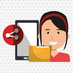 smartphone user sharing files isolated icon design, vector illustration  graphic 