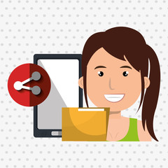 smartphone user sharing files isolated icon design, vector illustration  graphic 