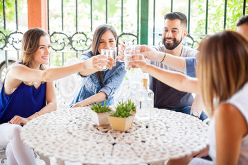 Group of friends in a Mexican party