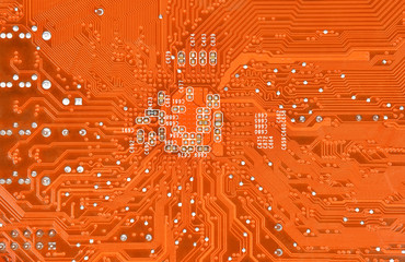 Close up of a printed computer circuit board