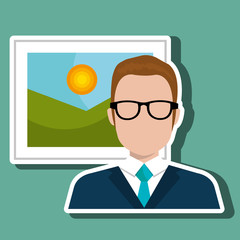 man and picture isolated icon design, vector illustration  graphic 