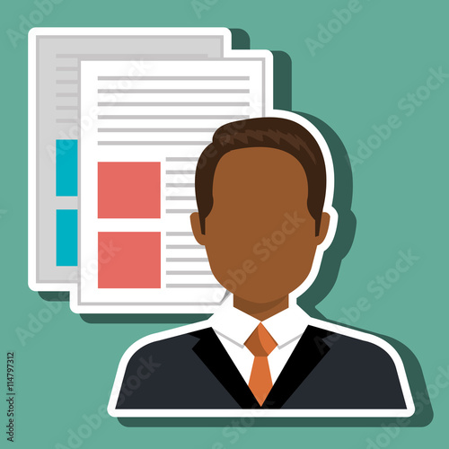 "man with text files isolated icon design, vector illustration graphic