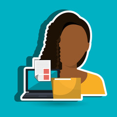 computer user filing documents isolated icon design, vector illustration  graphic 