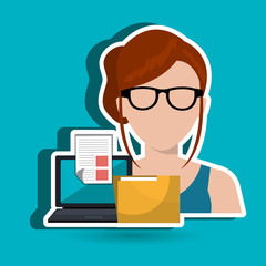 computer user filing documents isolated icon design, vector illustration  graphic 