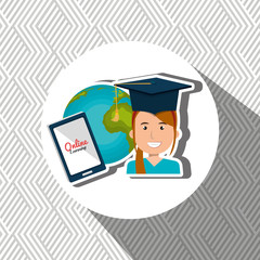 graduate online education isolated icon design, vector illustration  graphic 