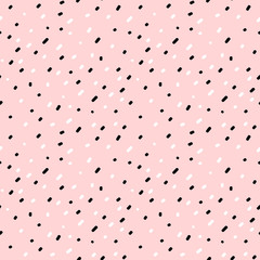 cute black white confetti on pink background seamless vector pattern illustration
