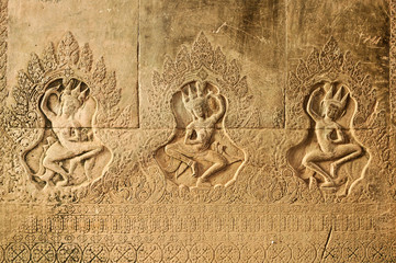 Relief of a group of Devatas, Angkor Wat Temple, Siem Reap