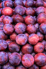 Ripe plums (Blackthorns) on the marker