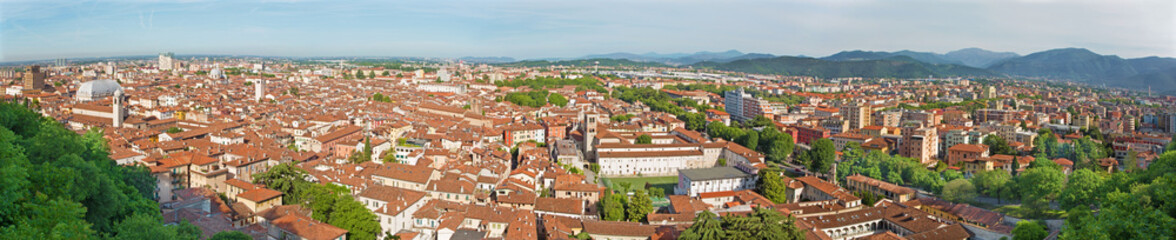 Fototapeta na wymiar Brescia - The outlook over the Town from castle - panorama.