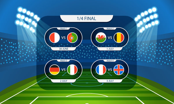 Different country flags collection. Football infographic templat