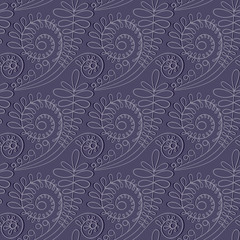 Vector seamless pattern. Floral stylish background. Graphic repeating texture. Hand drawn branches with leaves.