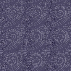 Vector seamless pattern. Floral stylish background. Graphic repeating texture. Hand drawn branches with leaves.