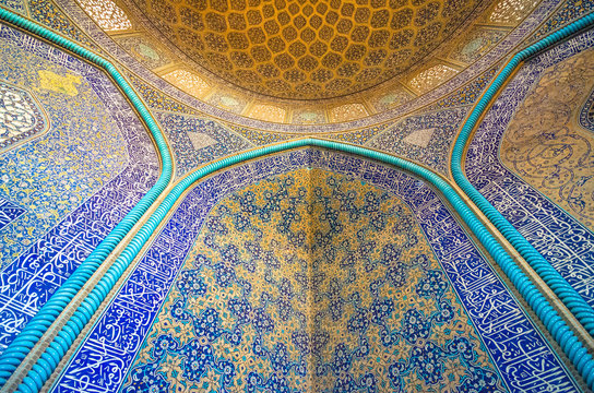 Interiors of Sheikh Lotfollah Mosque in Esfahan