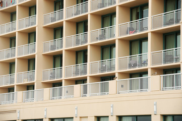 balconies outside hotel building in VA
