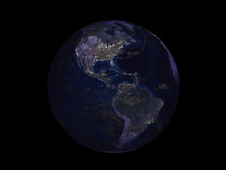 planet earth on black background view from space 3d