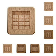 Spreadsheet table wooden buttons