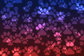 Blue-Red Dog paw bokeh background