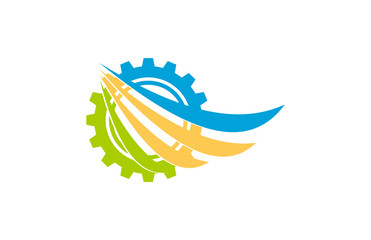 Obraz premium swirl business gear vector logo