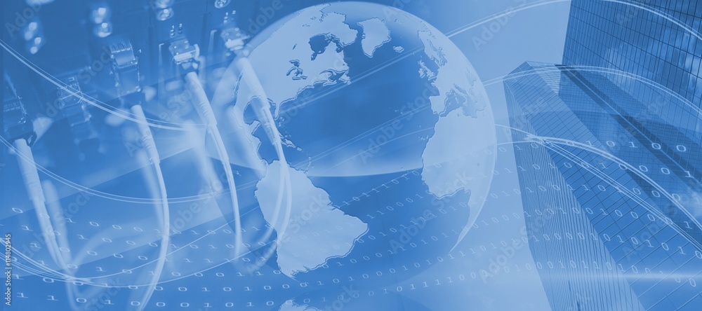 Wall mural composite image of view of data technology