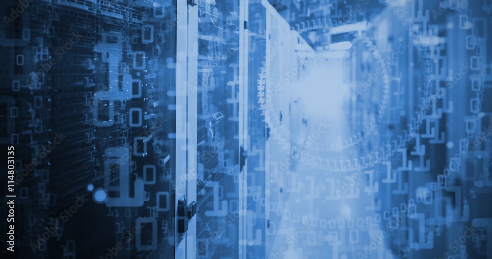Poster composite image of shiny spiral of binary code