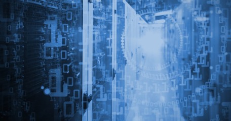 Composite image of shiny spiral of binary code