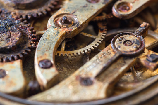 Rusty gears in an old pocket watch