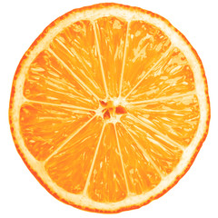 fresh orange slice over white