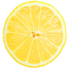 fresh lemon slice over white