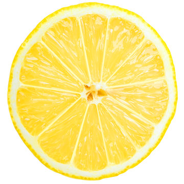 fresh lemon slice over white